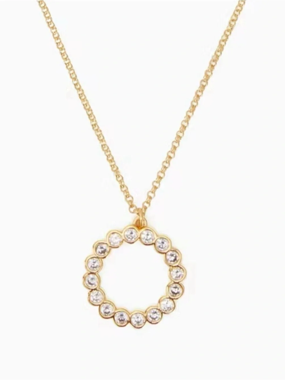 Kate Spade Full Circle Mini CZ Pendant Necklace Rose Gold NWT